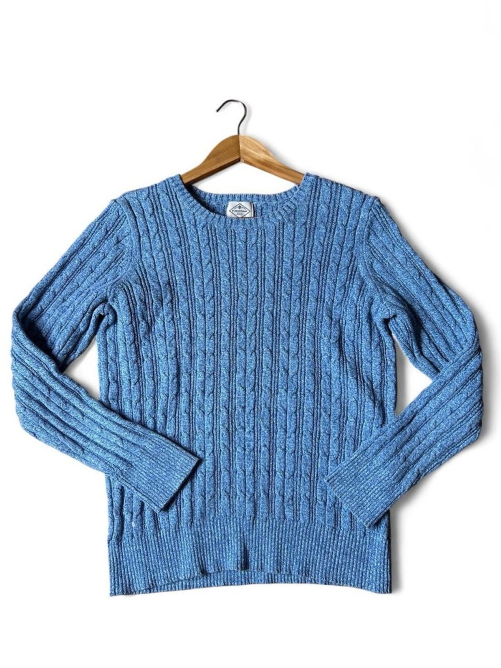 St. John’s Bay Coastal Grandma Cable Knit Sweater Crewneck Ribbed Blue Preppy XL